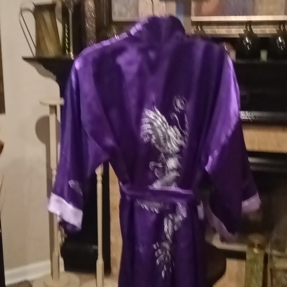 FINAL PRICE Silver Dragon lavender/purple reversible l/s robe w dragons L/XL/FS - Picture 9 of 11